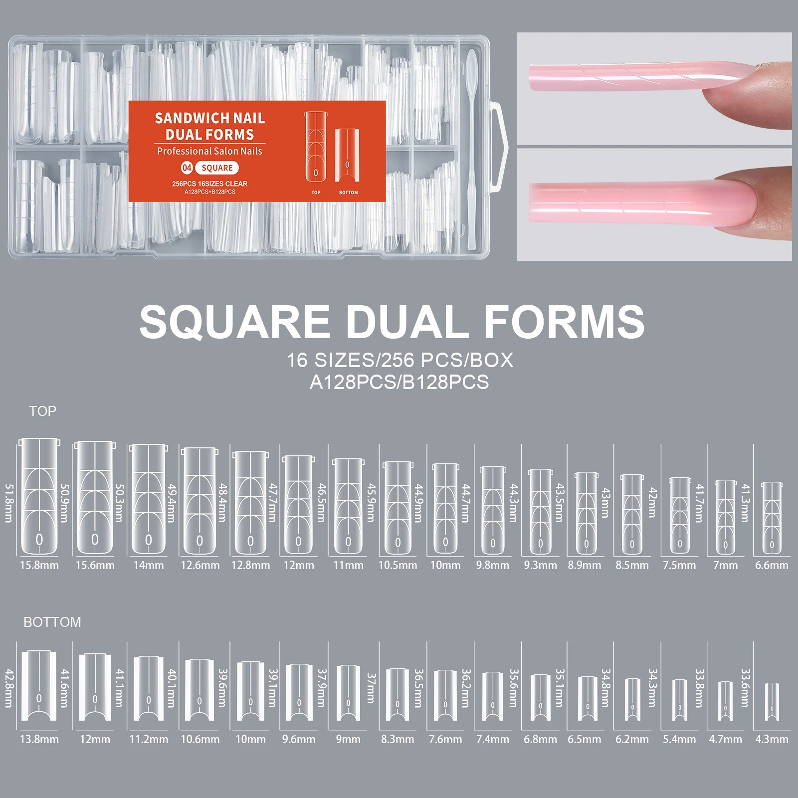 Professional Dual Nail Extension Forms 256 Pcs Kit Top Bottom Mold_voghion.com