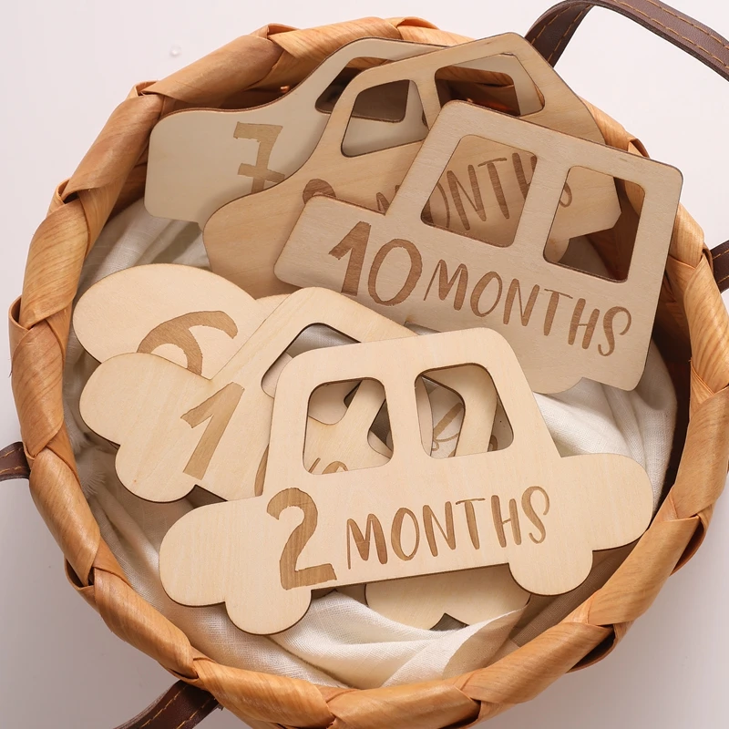 maternity photography packages near me 15pcs/set Baby Milestone Cards Car Shape Wooden Infants Birth Growth Record Card Handmade Newborn Birth Gift Photography Props hand & footprint makers at home	