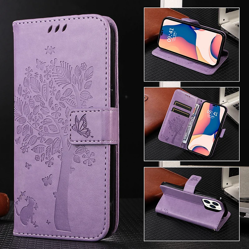 Brieftaschenhülle für Redmi 10C 10A 10 9C 9A 9T 9 8 8A Geprägte Katze aus PU-Leder für Xiaomi Redmi Note 11 Pro 10 9 8 _voghion.com
