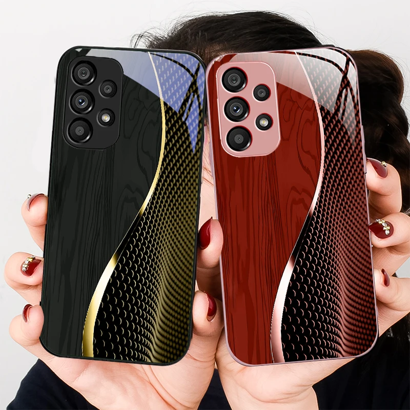 Wood Grain Mesh Black Glass Phone Case