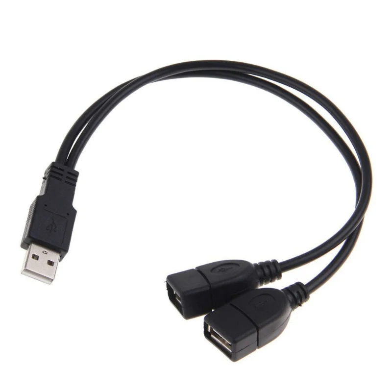 15cm 데이터 케이블 1 포트 USB 2.0-듀얼 USB 2.0 포트 1 남성-2 여성 포트 USB 충전 전원 코드 연장 케이블 분배기