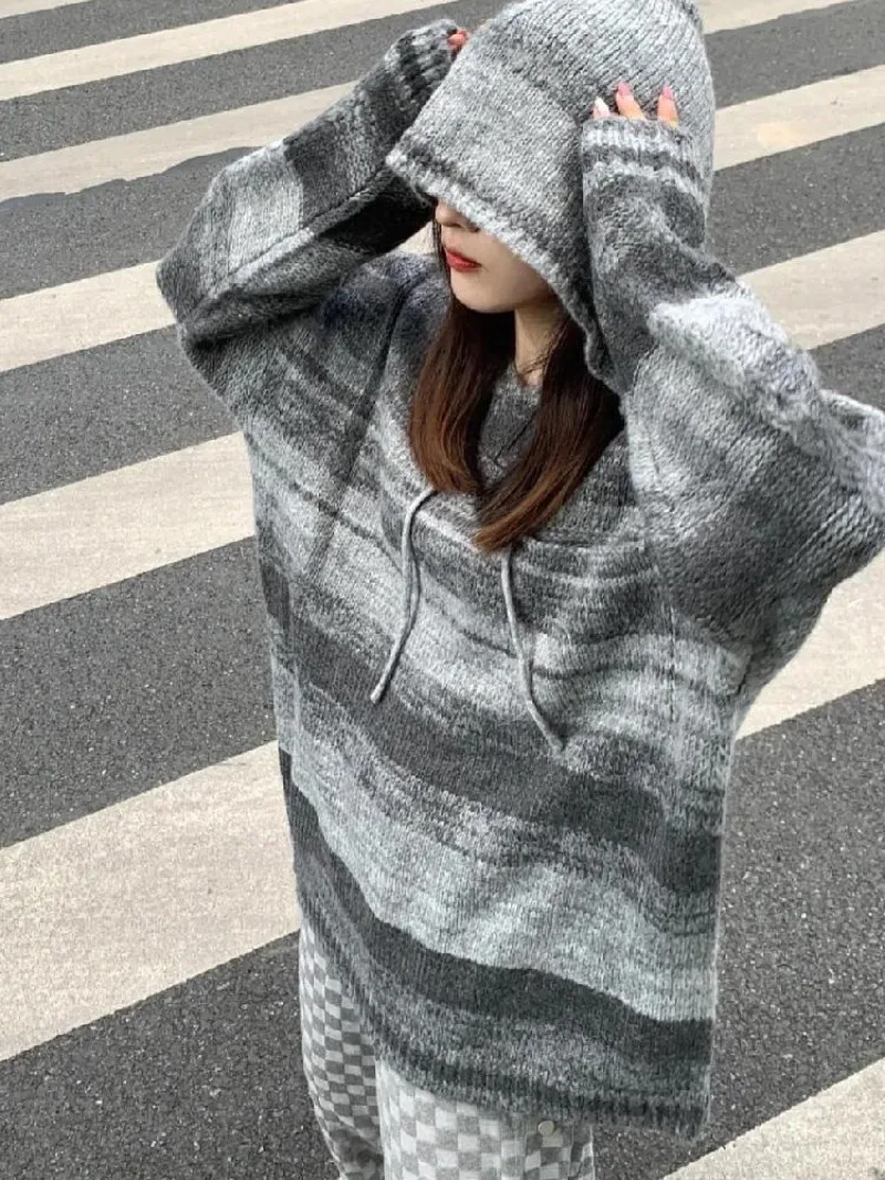 

Свитер, пуловер, Женский Топ в американском стиле, Осень-зима, уличный стиль, длинный рукав, повседневный вязаный свободный свитер, пуловер, женские топы