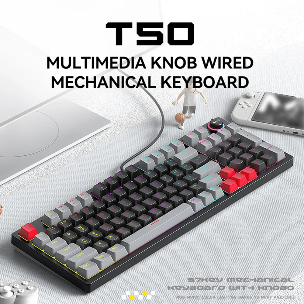 Mechanical Keyboard 96+1 Keys Wired Gaming Keyboard High-quality ABS Dual Color Molding Keycap Blue Switches