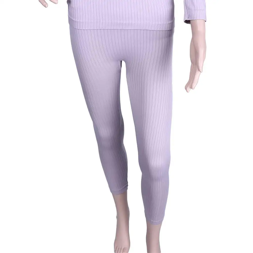 Lady Autumn Winter Thermal Underwear Trendy Solid color O-Neck Seamless T-Shirt Long Johns Set Sexy Soft Elastic Underwear