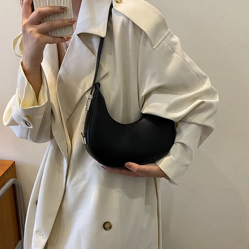 Spring New Solid Color Half-moon Bags for Women Fashion