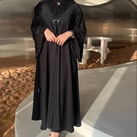 Abaya noire de luxe faite à la main avec des perles, robe longue de soirée musulmane pour le Ramadan, Dubaï, vêtements islamiques modestes pour femmes, kaftan 5