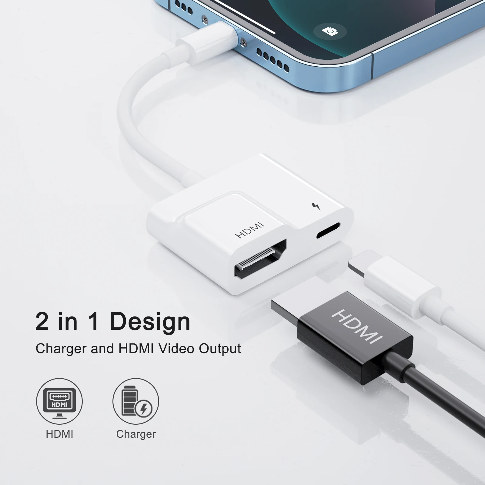 Adaptateur Lightning vers Hdmi 6 en 1, lecteur de carte USB Tf, Av numérique,  Otg, 1080p, Câble, Pour Iphone 12 / 11pro / X / Xr / Xs Max / Ipad