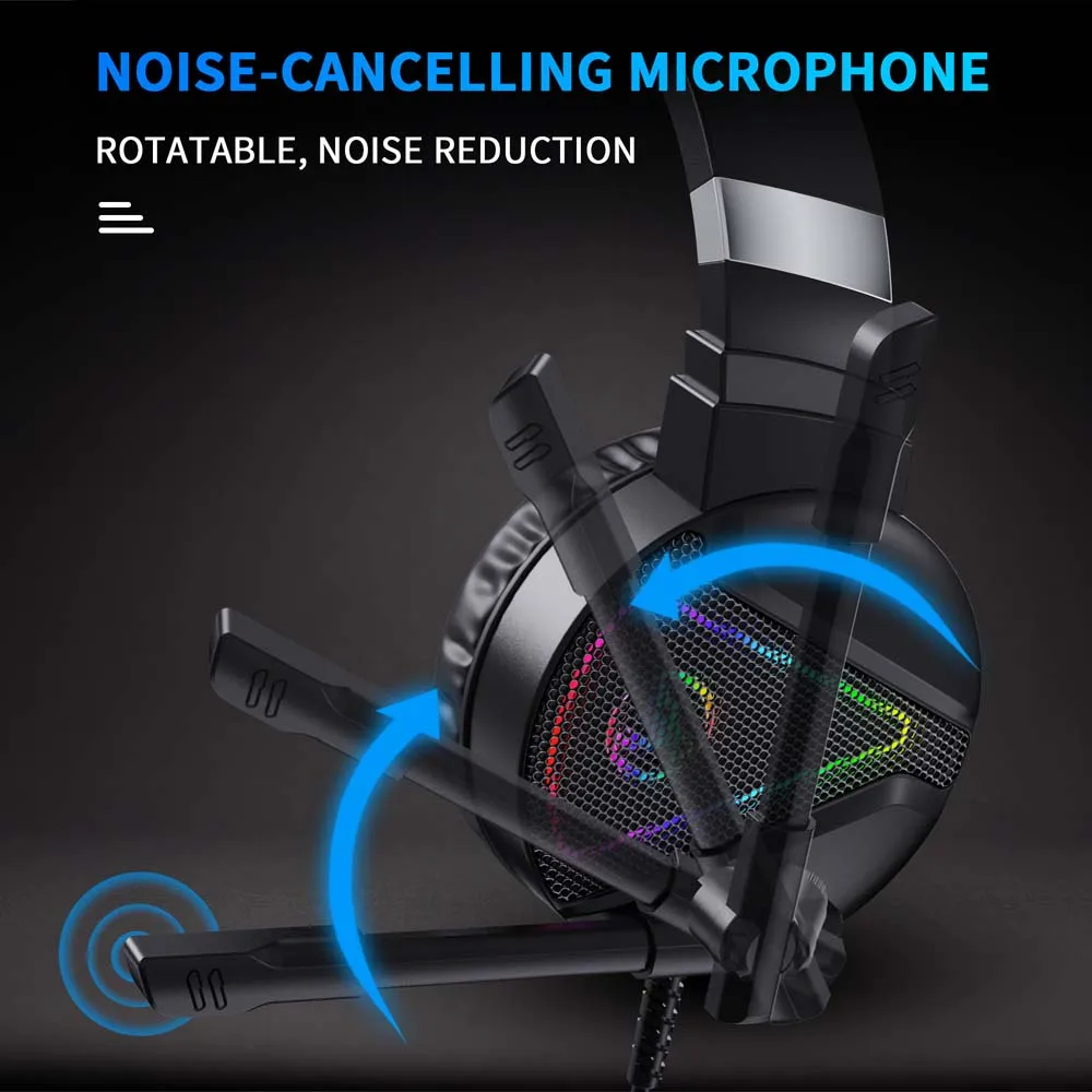 for PUBG Gaming Headset Noiceless Microphone Deep Bass 3.5mm Jack Soft Leather Earpads RGB Earphone for PC Laptop Tablet Phone