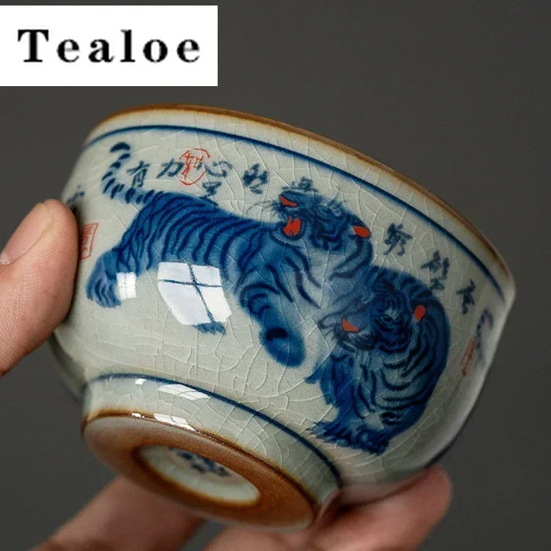 Antique Ceramic Opening Chinese Tiger Cup Pottery Beautiful Jingdezheng Cups Tea Cup Set Teaware Mugs For Tea Ceremony