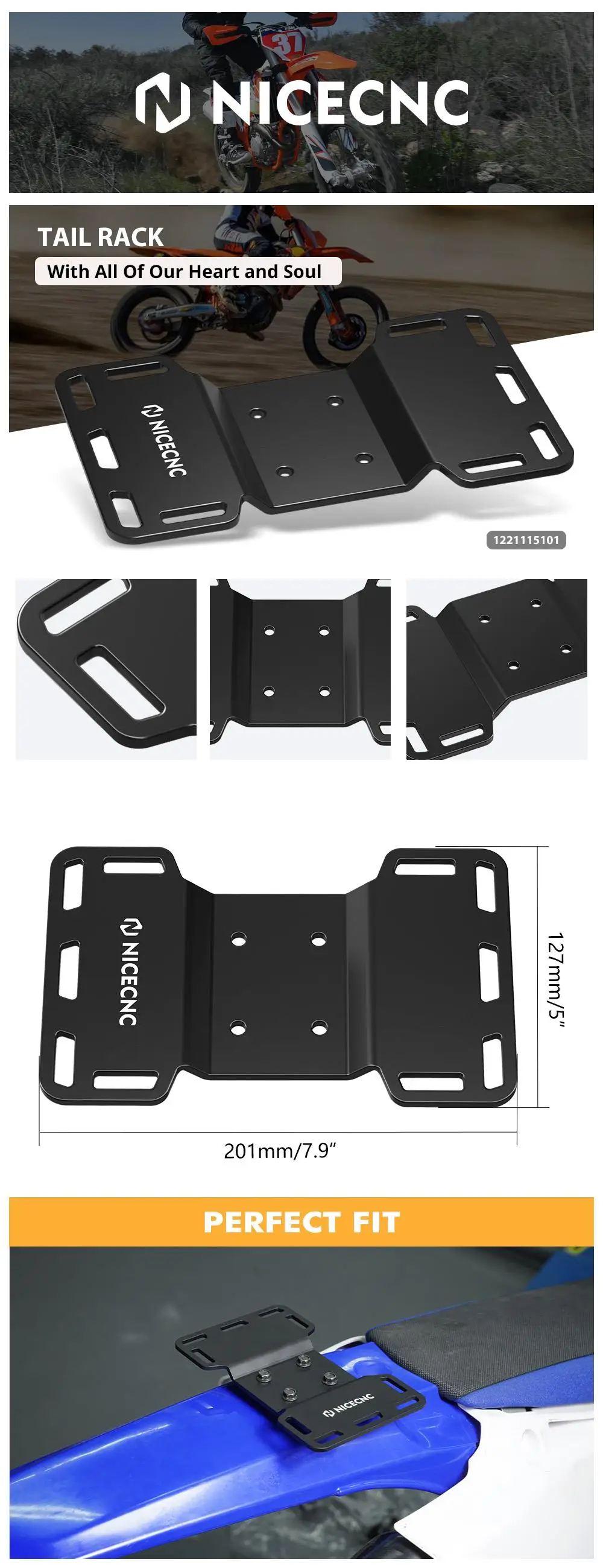 NICECNC Heckträger für Husqvarna TE300 TE250 FE350 FE450 FE501 FE250 TX300 TC125 TC250 FC250 FC350 FC450 FX350 FX450 2014–2025 – Detail 1