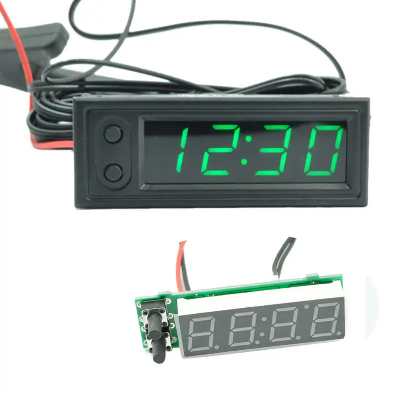 

12V 3in1 Vehicle Car Kit Thermometer + Voltmeter + Clock LED Digital Display You Can Choose The Snap-in Mounting Hole