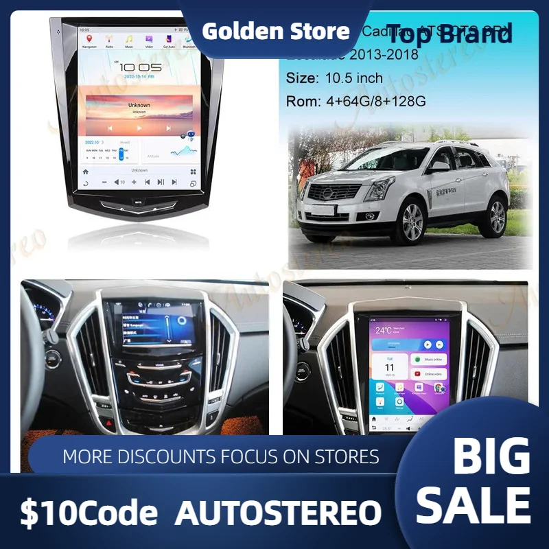 

4G Android 11 Carplay For Cadillac Escalade ATS CTS SRX Tesla Screen Car GPS Navigation Head Unit Multimedia Player Radio Satnav