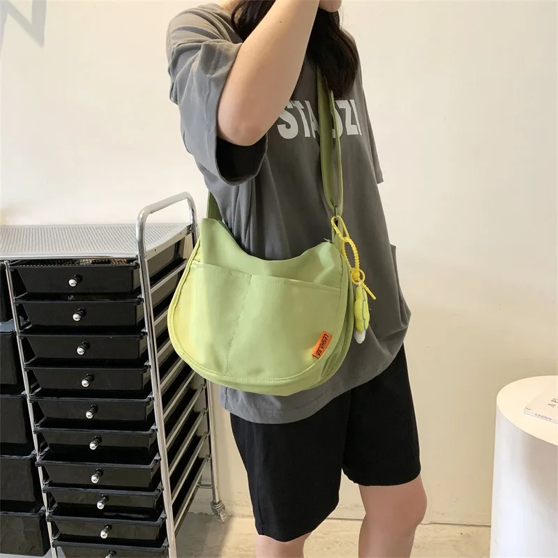 

Crossbody Bag Nylon Shoulder New TrendSimple Solid Color Large Capacity Zipper Dumpling Bag Casual Shopping Commuter All-match