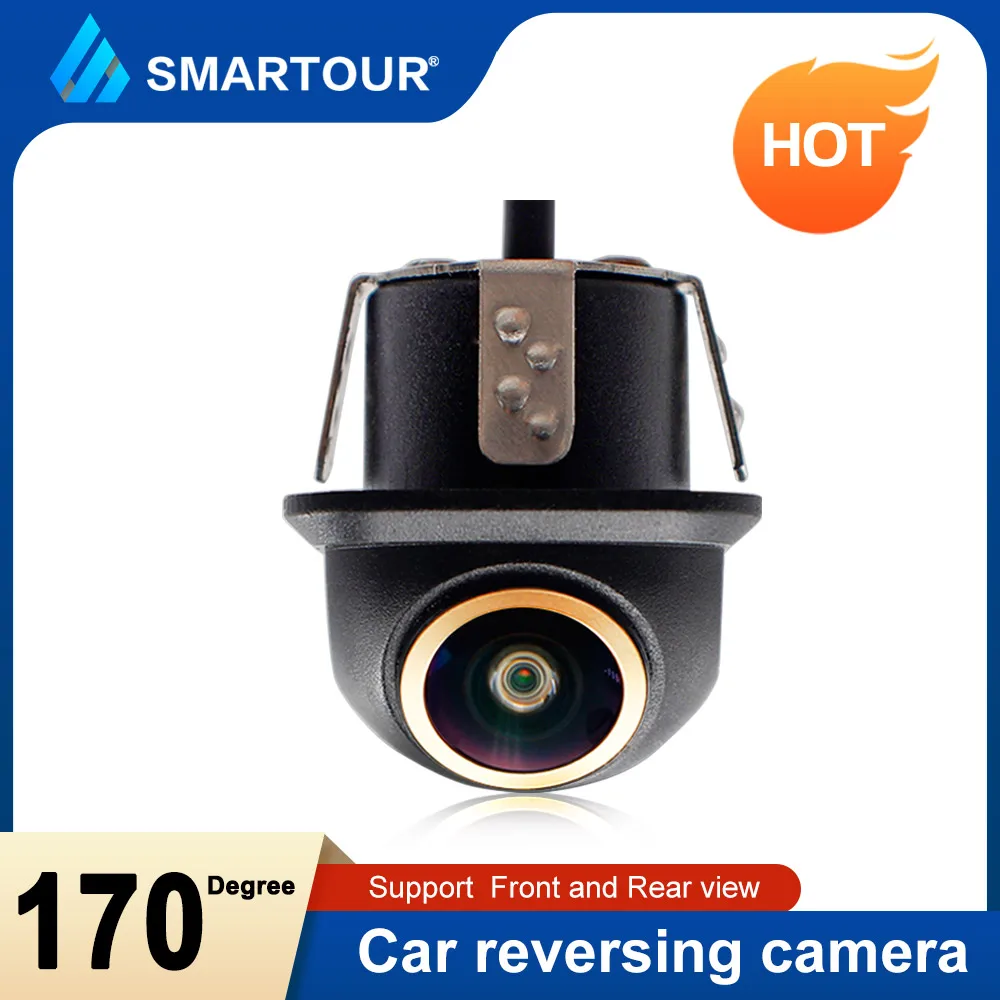 

SMARTOUR Golden 170 Degree Reversing Camera Fisheye Lens HD Night Vision With Parking Line Car CCD Punch Front Rear View Camera