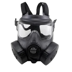 Enhanced Protective Full Face Respirator Mask for Outdoor Activities and Cosplay (Black - Clear Lens)