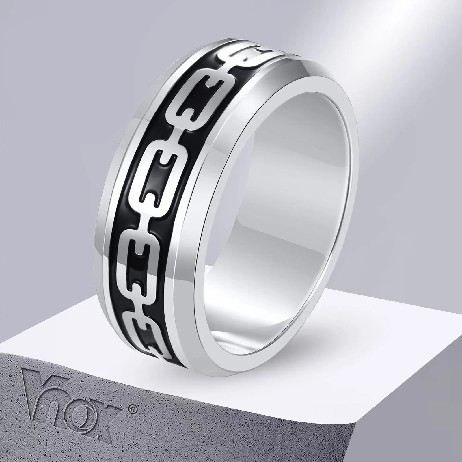 Vnox Bague À Motif De Chaîne Ancre Pour Hommes, Bracelet En Acier