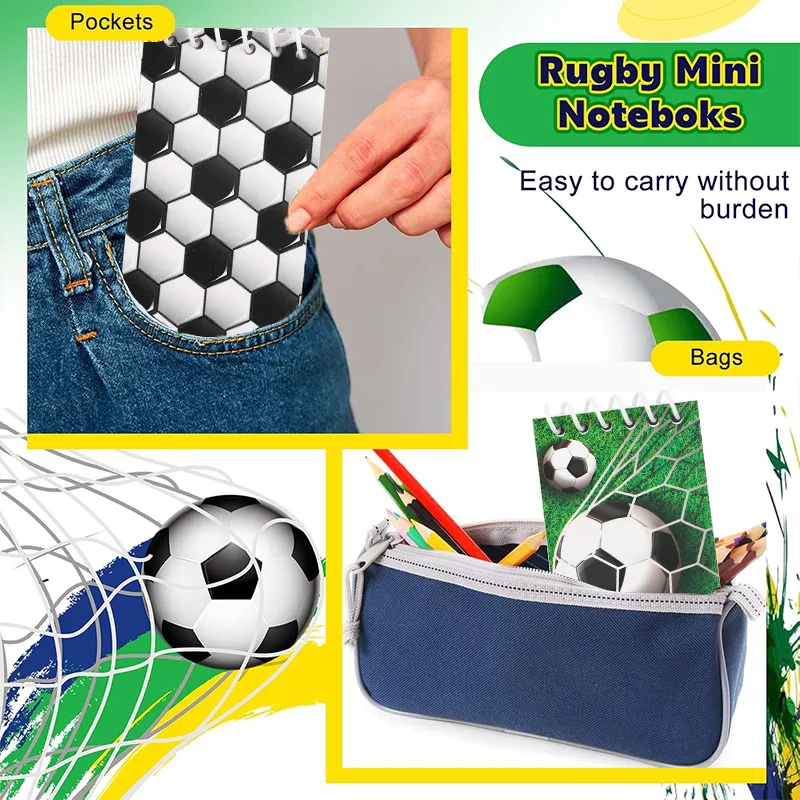 10 Stück Fußball-Spiral-Notizbücher, Mini-Notizblock für Kinder, Sport, Geburtstag, Partygeschenke, Piñata-Füller, Weihnachtsgeschenkzubehör – Detail 2