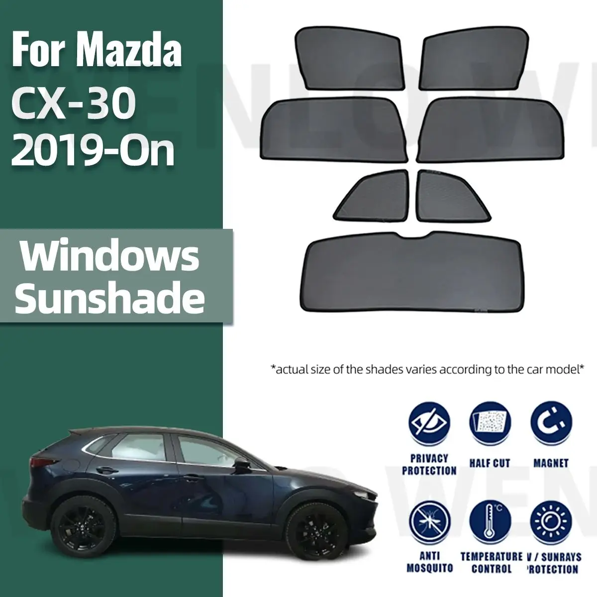 

For Mazda CX-30 CX30 2019-2023 2024 CX 30 Magnetic Car Sunshade Shield Front Windshield Curtain Rear Side Baby Window Sun Shade