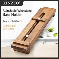 XINZUO Acacia ไม้ Whetstone ฐานปรับ Telescopic Solid มีด Sharpening Block สําหรับมีดครัว 1