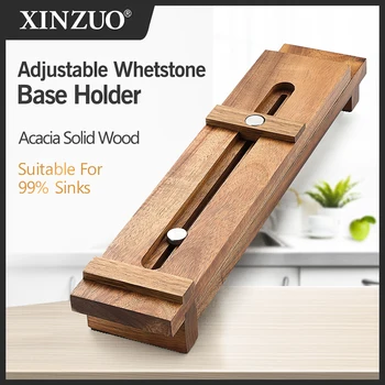 XINZUO Acacia ไม้ Whetstone ฐานปรับ Telescopic Solid มีด Sharpening Block สําหรับมีดครัว 1