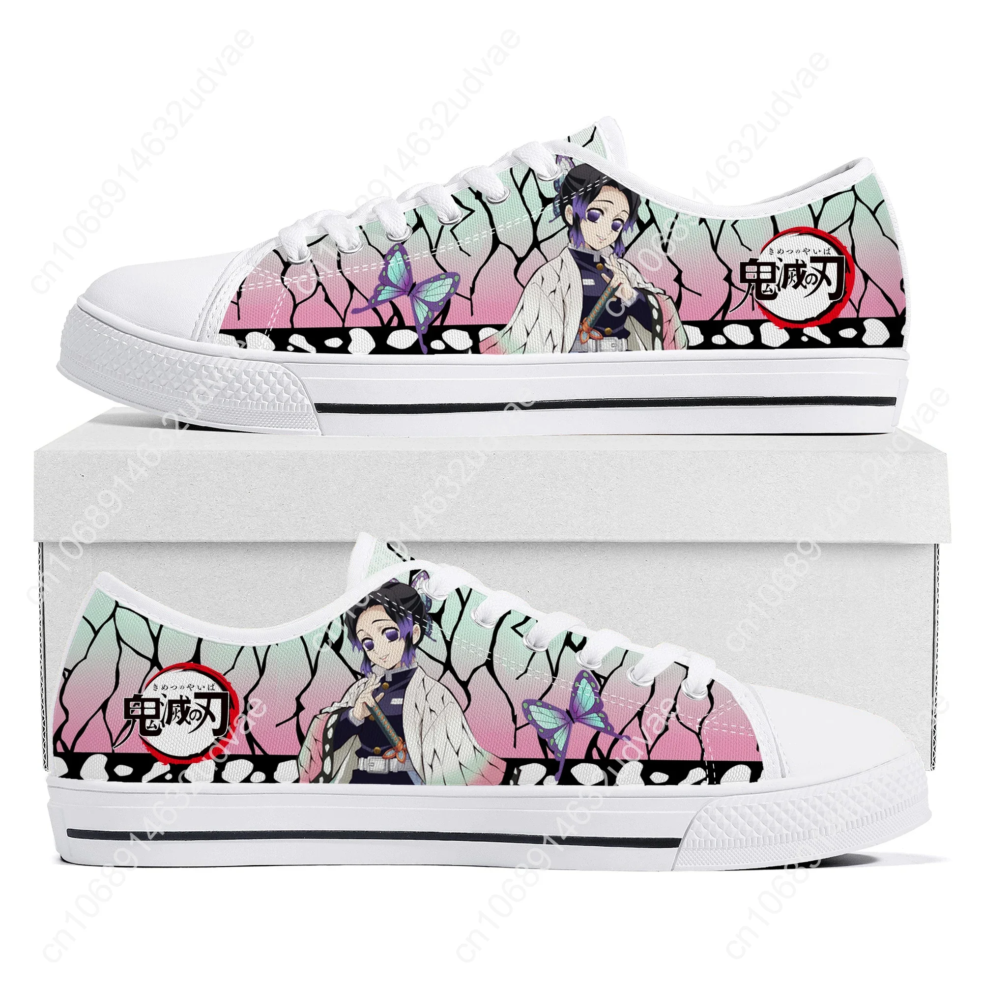 Anime Cartoon Insect Pillar Bug Shinobu Kocho Low Top Sneakers Mens Womens Teenager Canvas Sneaker Couple Shoes Custom Shoe