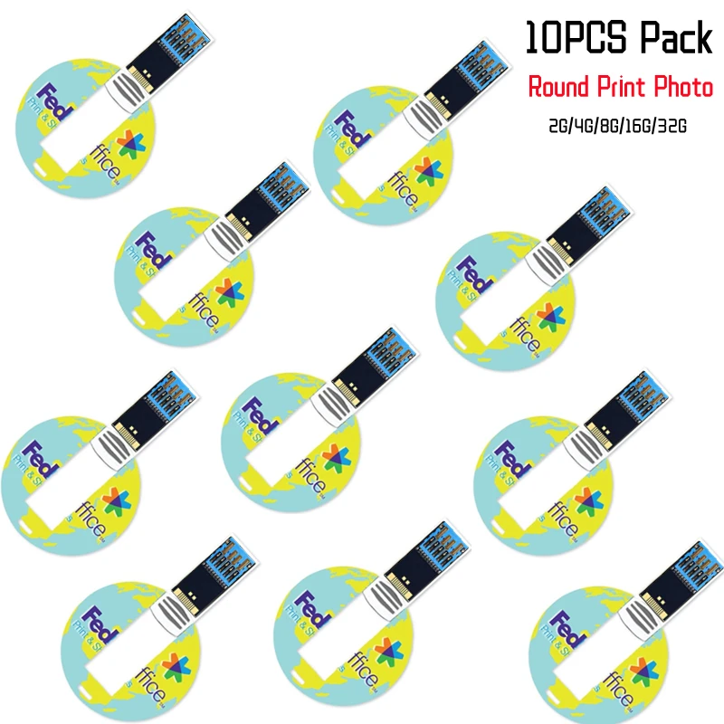 

10PCS/LOT USB3.0 Round Card Popular Promotional USB Flash Drive 8GB 16GB 32GB Customized Photo as marketing Promotional gifts