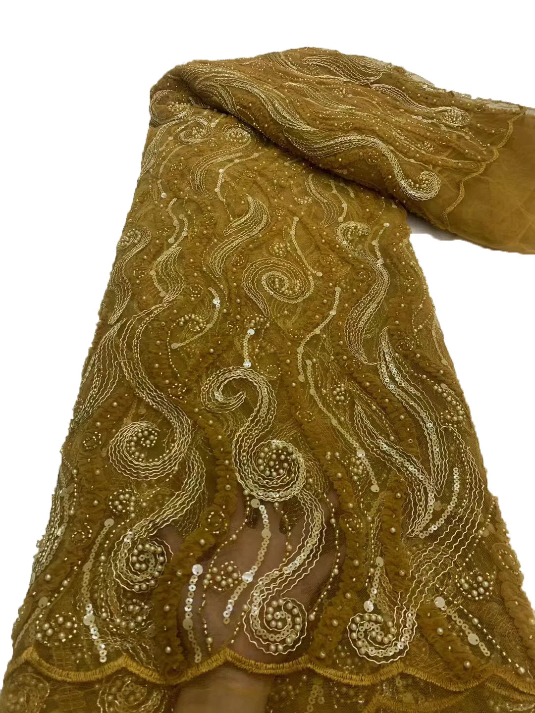 

European-style three-dimensional beads sequins embroidered lace mesh, high-end retro fashion dresses evening dresses