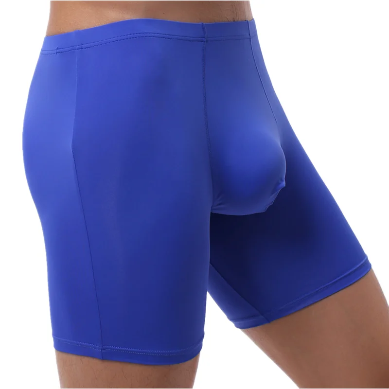 

Sexy Underwear Men's Boxers Shorts Hombre Slim Ice Silk Panties Man Solid Breathable Pouch Long Leg Underpants Cueca Calzoncillo