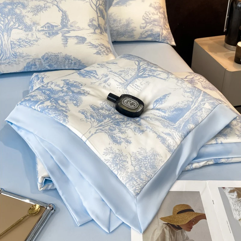 Summer Ice Silk Cool Comforter Soft Lightweight Blanket Smooth Air Condition Quilt Bedspread King Size Couple Bed Duvets summer quilt