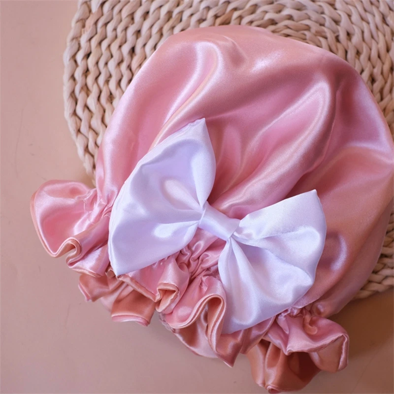 Baby Accessories cute	 New Baby Silky Satin Bonnet Double Layer Adjustable Sleep Cap Girl Night Turban Children Solid Color Cute Hat Fashion Baby Cap Baby Accessories cute	