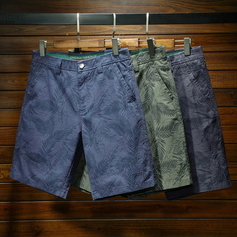 Fashion Printed Casual Shorts Men2024Summer Thin and All-Matching Outdoor Beach Capris Loose Breathable Cold Sports Fifth Pants 5