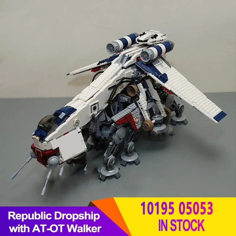 

IN STOCK Republic Dropship With AT-OT Walker Building Blocks Bricks Compatible 05053 10195 Transport Ship Toys Gifts