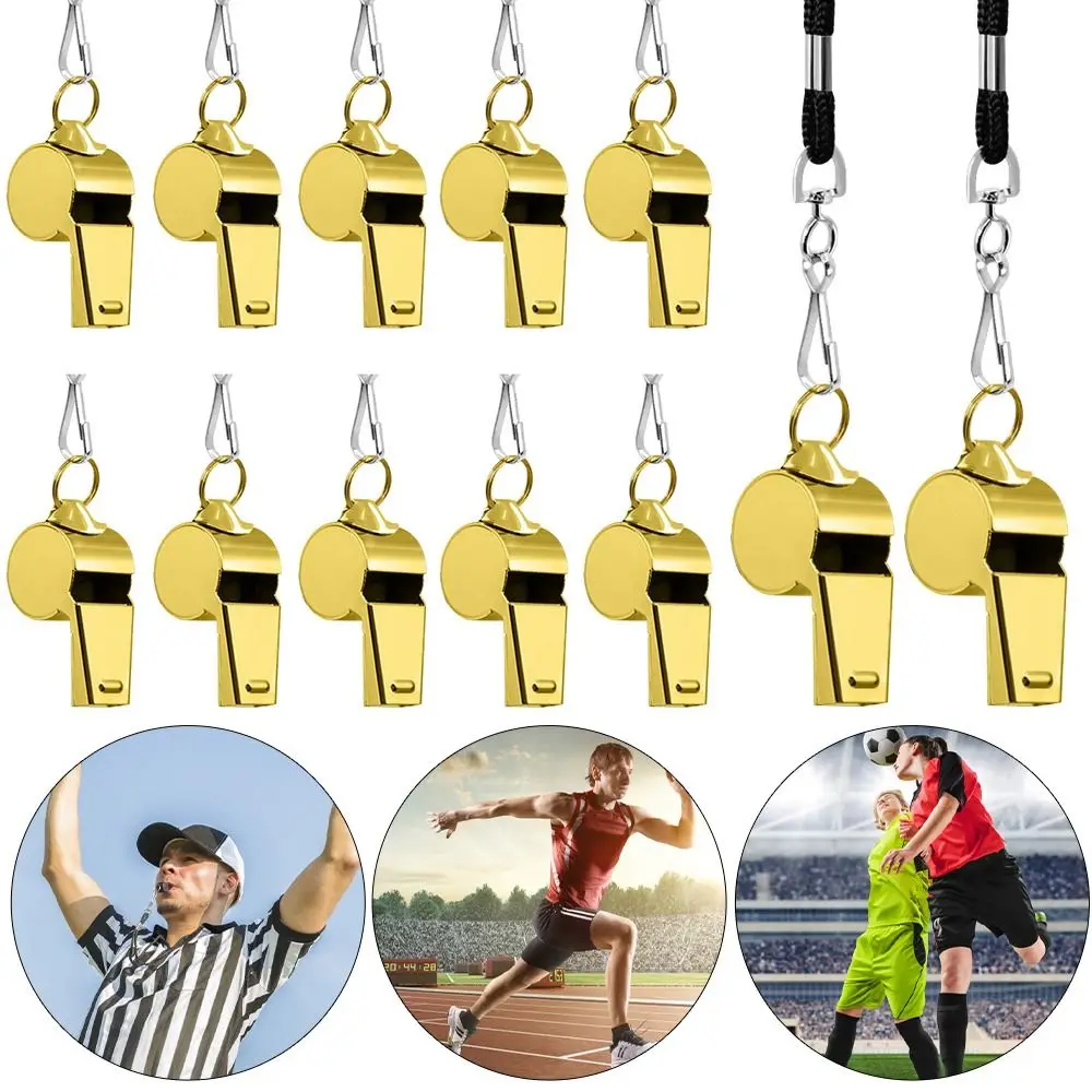 

Football Basketball Referee Sport Rugby With Black Rope Stainless Steel Whistles Cheerleading Tool Cheerleaders Metal Whistle