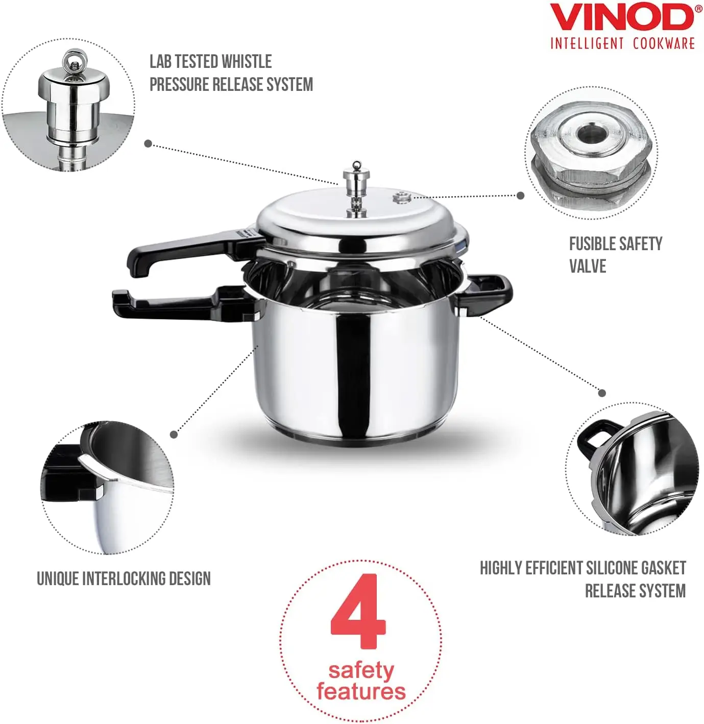 Pressure Cooker Stainless Steel &ndash; Outer Lid-10 Liter &ndash; Induction Base Cooker