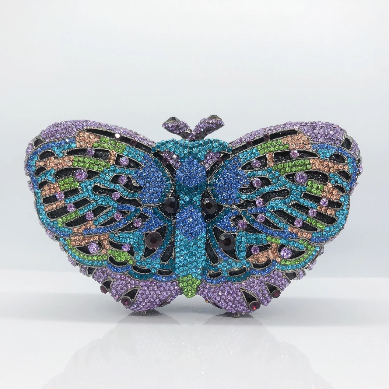 

Женская вечерняя сумка-клатч с бриллиантами, фиолетовая/синяя бабочка