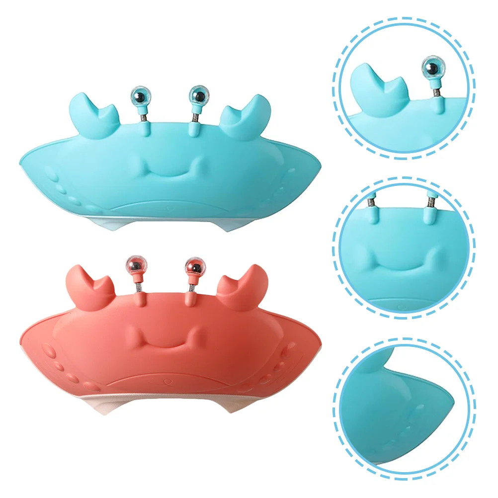 

2 Pcs Crab Shampoo Cap Waterproof Bath Hat for Kids Hair Washing Toddler Ear Girl Baby Shower Caps Plastic Newborn Hats