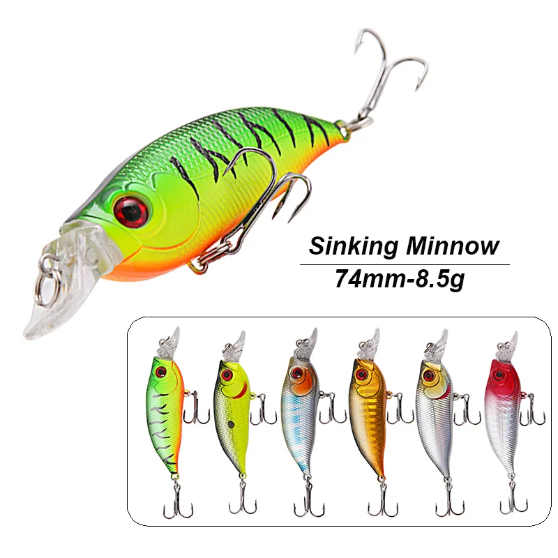 1Pc Minnow Fishing Lure Bait 74Mm 8.5G Sinking Fishing Lure Long Casting Hard Wobbler Traina Swimbait Fishing Bait