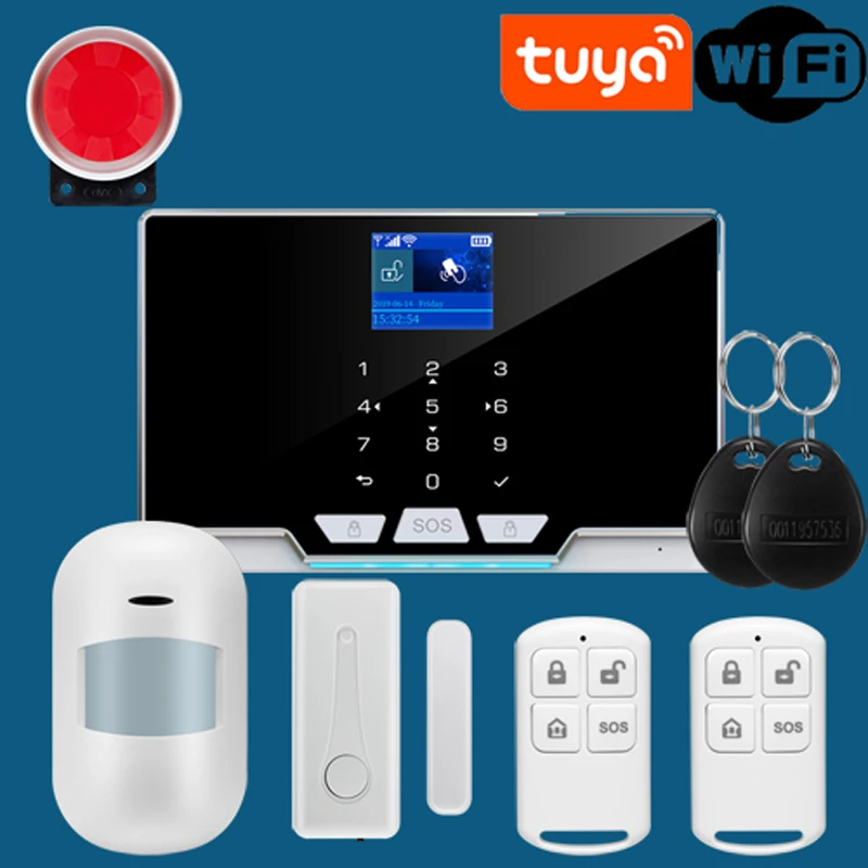 Умная Wi-Fi GSM система охранной сигнализации Tuya работает с Alexa Home датчиком движения
