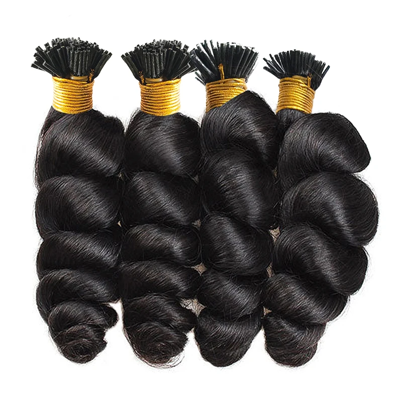 Loose Wave I Tip hair Extensions Human Hair 100% Natural for Women Curly Bundles Original Human Hair Indian Extension
