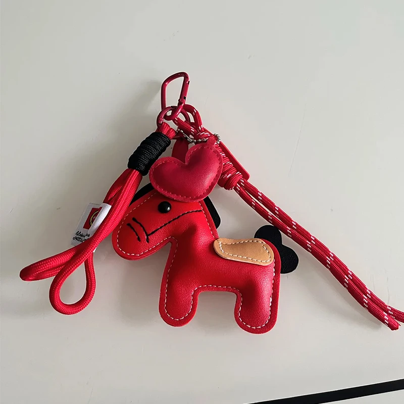 Braided Rope Keychain Leather Horse Bag Pendant Charm Fashion Bag Accessories for Handbag,Backpack Decors Car Keyring
