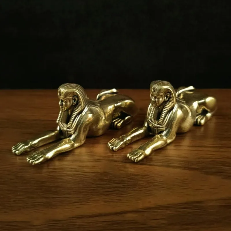 Vintage Brass Desktop Figure of Sphinx with Human Face, Perfect Gift for Collectors, Home Decor and Office Decoration