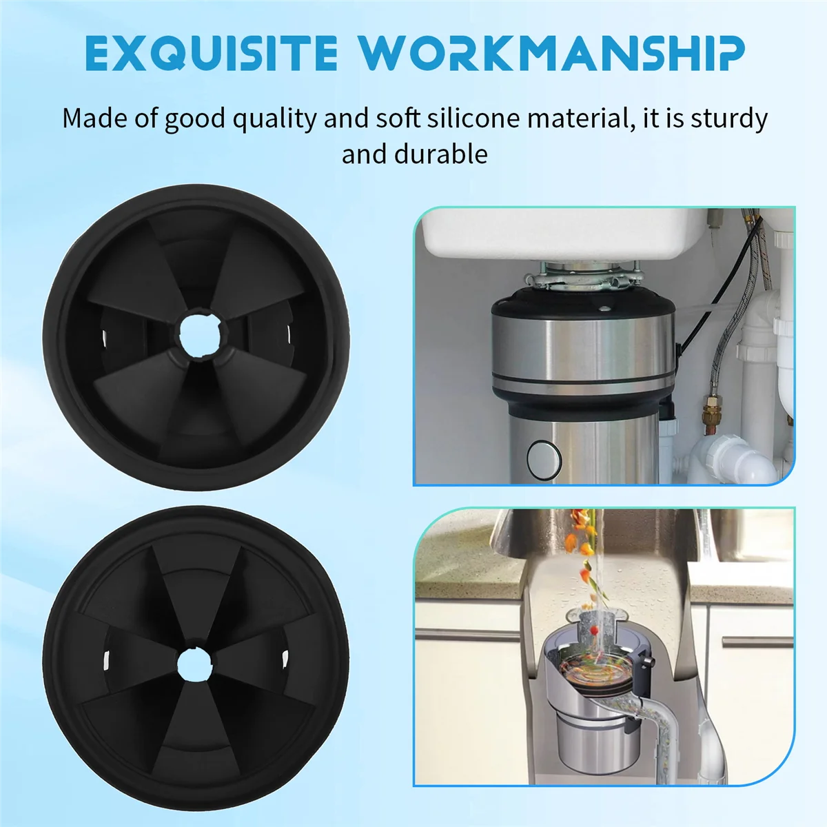 2Pcs Silicone Waste Disposer Anti Splashing Cover 87mm Outer Diameter Fit for InSinkErator Food Waste Disposer 6
