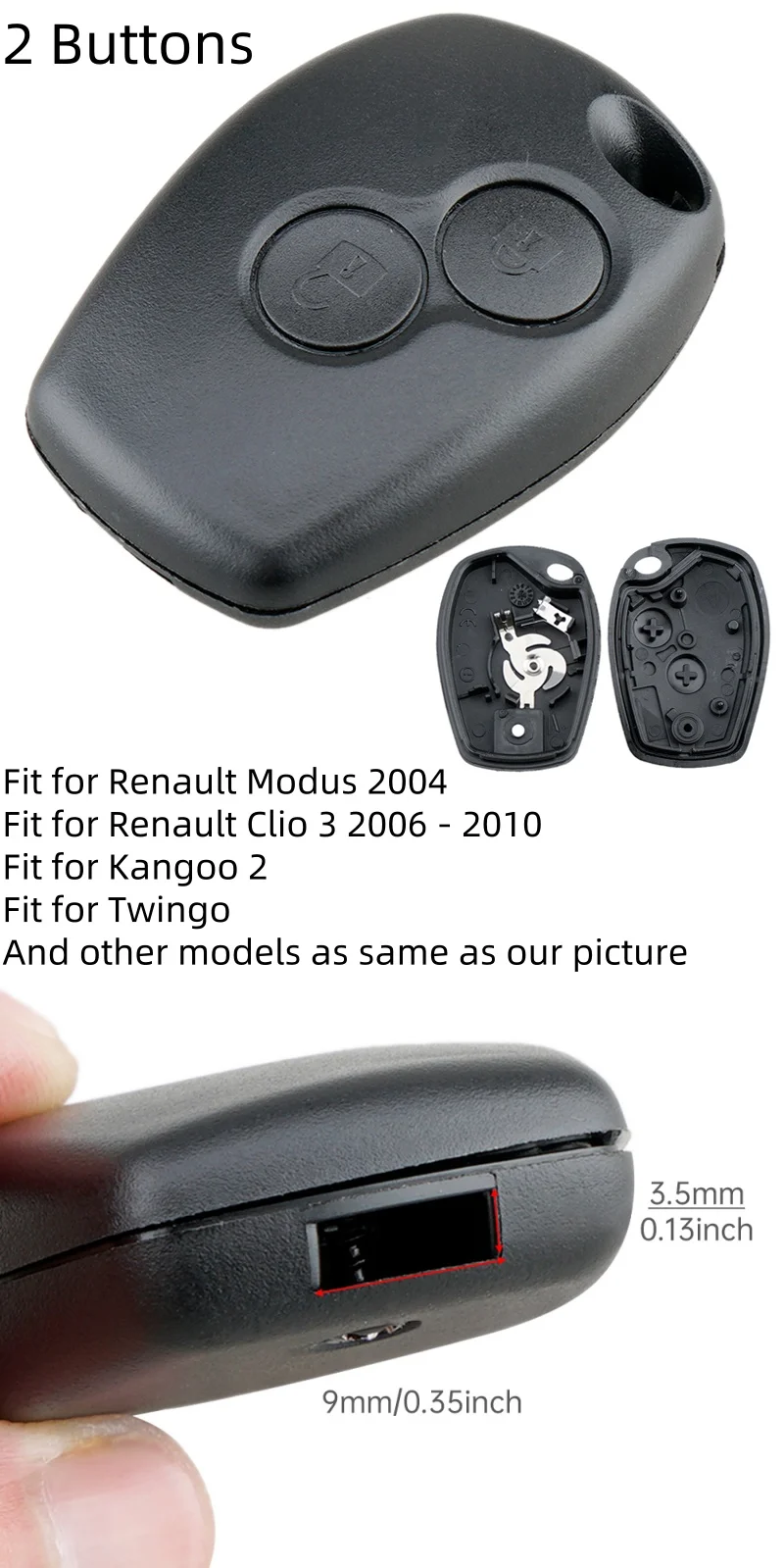 KEYYOU 3 Boutons Coque De Clé De Voiture à Distance Modifiée Pour Renault Trafic Vivaro Primastar Movano Dacia étui De Clé De Télécommande à Rabat