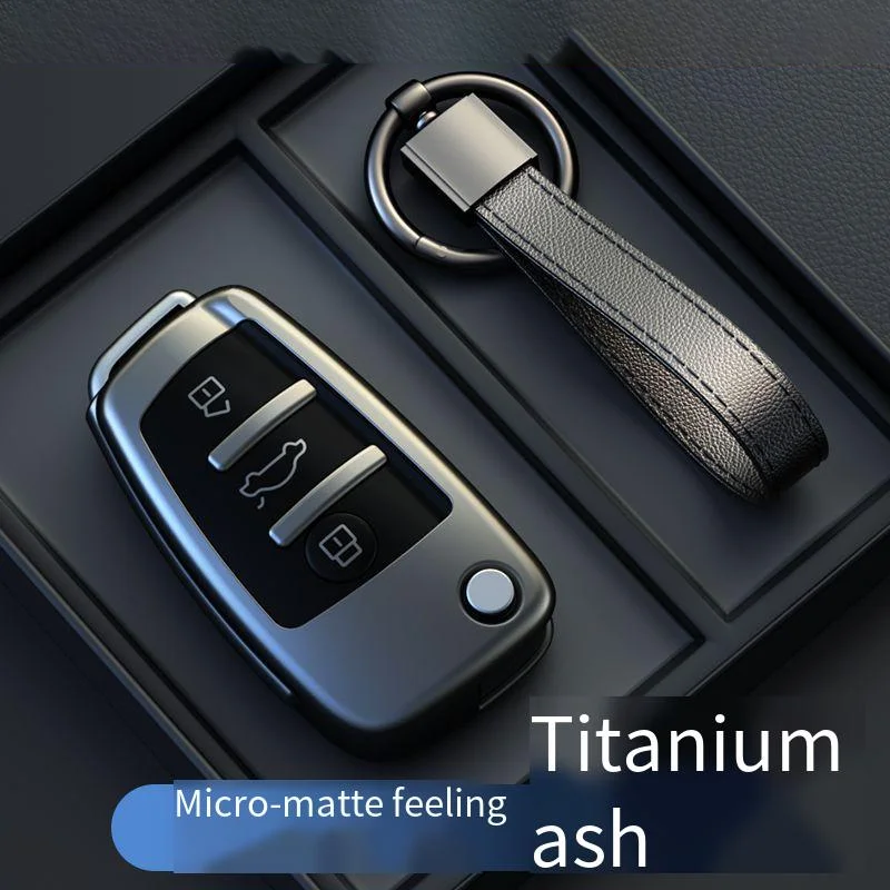 Titanium Gray Flip Car Key Case Cover Accessory