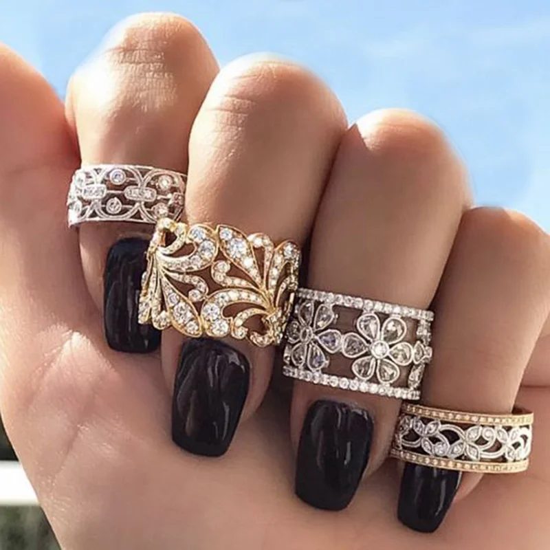 CAOSHI Aesthetic Hollow-out Design Finger Ring Female Party Accessories with Dazzling Zirconia Fancy Jewelry for Anniversary finger rings womens ring jewelry rings ring jewelry