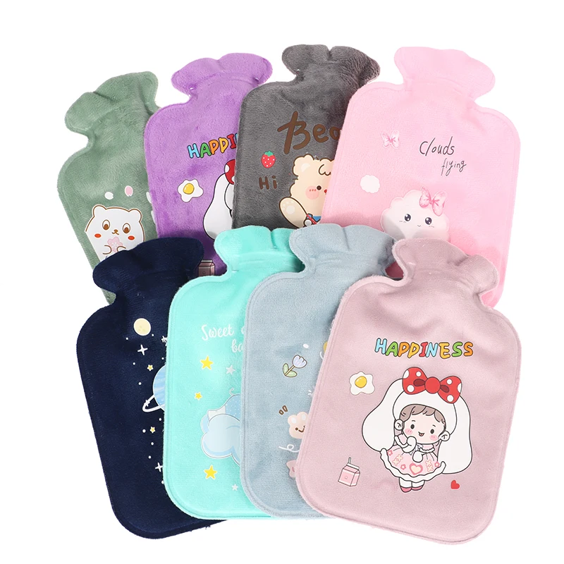Cartoon Plush Rabbit Bear Cat Hot Water Bottle Water Filling Velvet Portable Student Hand Warmer Cute Warm Bag