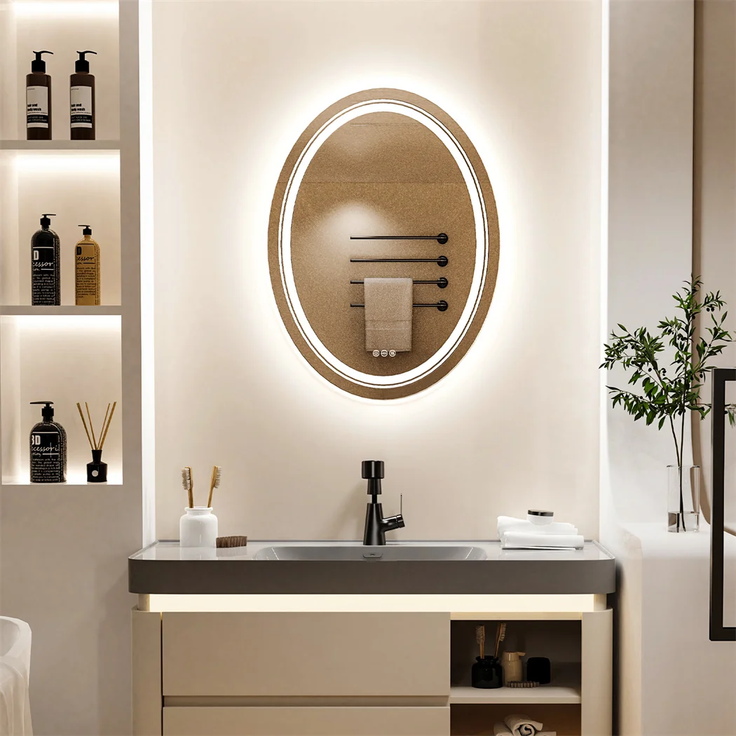 LUVODI Dual Illuminated Oval LED Mirror for Bathroom Shower Shaving,3 Color Temperature Options,Washroom Bedroom Makeup Mirror
