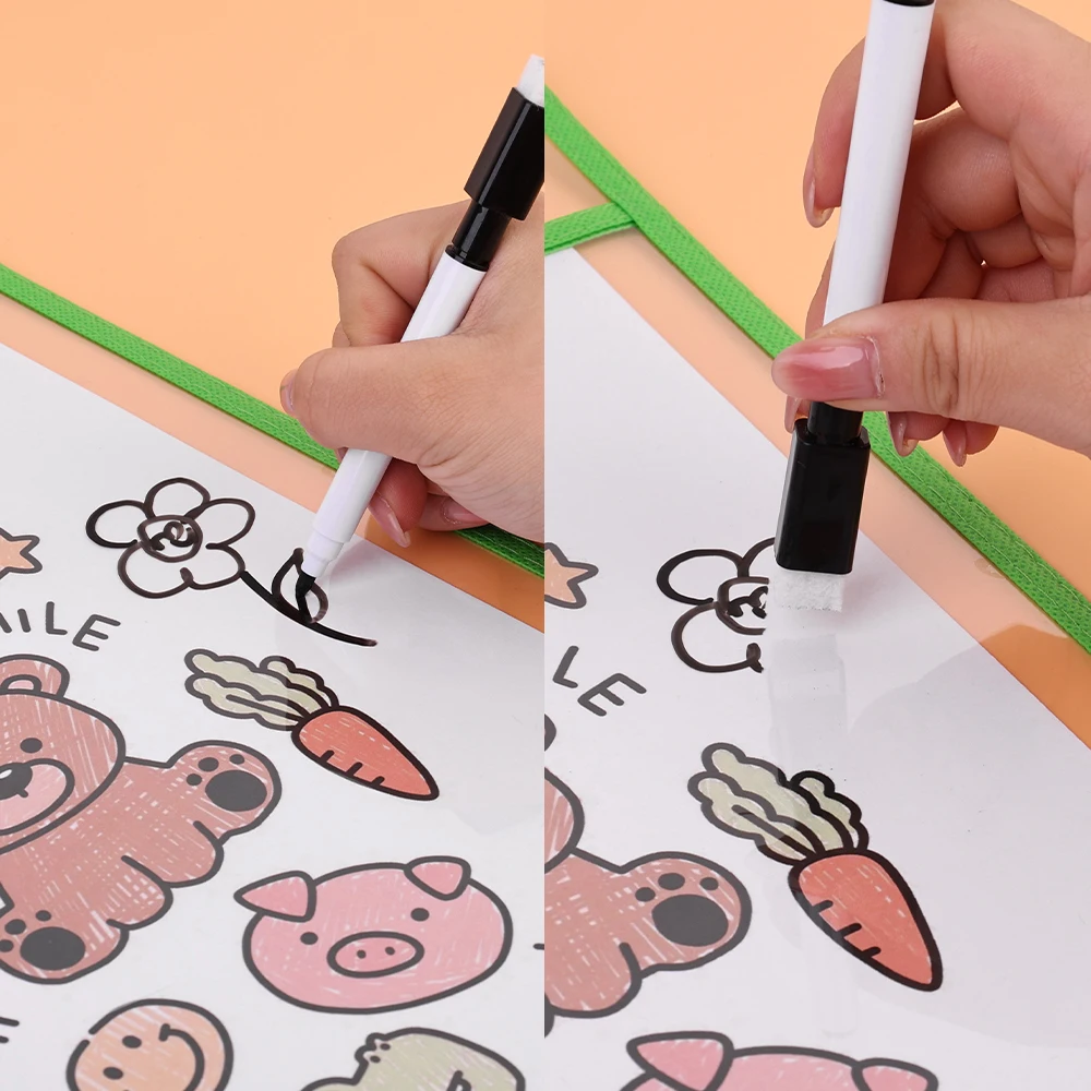 Reusable Write Wipe Transparent A4 Folder Portable Clear PVC File Pocket Waterproof Rewritable Kids Teaching Drawing Board