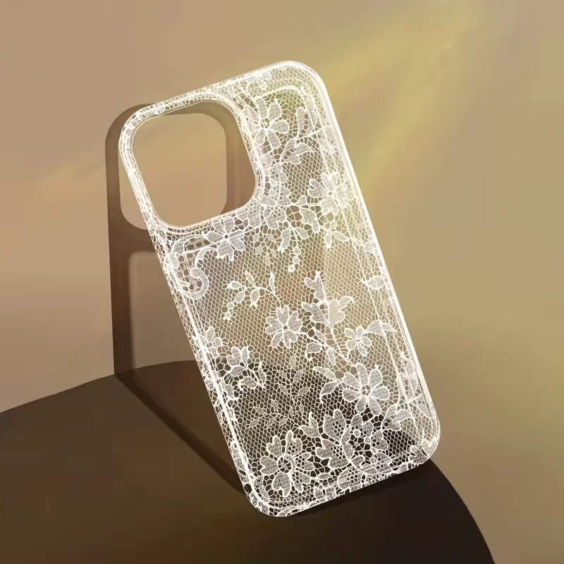 ตัวเลือกสินค้า เคสโทรศัพท์ลายลูกไม้สีชมพูใส สำหรับ iPhone 17 16 15 14 13 12 11 Pro Max - เคส TPU นิ่ม ป้องกันรอยขีดข่วน สไตล์หวานๆ