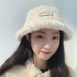 Women Lambskin Hat Autumn And Winter Net Red Teddy Fur Fisherman Hat Student Winter Warm Basin Hat Artificial Cashmere Caps